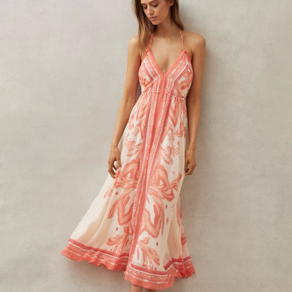 Sold out - REISS DELILAH MIDI elegant classy DRESS coral